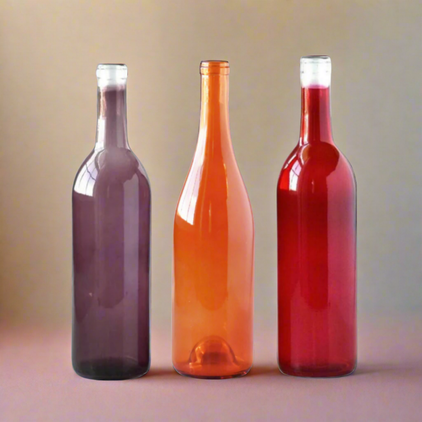 Empty Summer Colored Wine Bottles, 750ml - Purple, Orange and Red Wine Bottles, DIY Projects, Décor and Bottle Trees