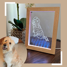 Load image into Gallery viewer, Color Changing Lighted Wood Frame with Custom Pet Photo Etched Into Acrylic, Unique Gift, 7 Color Changing LED Lights - Gift Ready