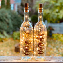 Load image into Gallery viewer, Give Thanks Fall Wine Bottle Decorations with String Lights from Cork