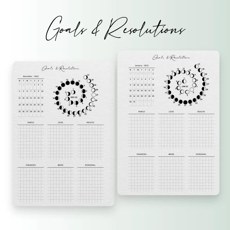 2023 Moon Phases Lunar Calendar With Moon Mapping - Goals & Resolution –  Wine Wicks & Gifts