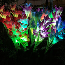 Load image into Gallery viewer, Lily Flower LED Solar Light 4-Pack - Includes Outdoor Garden Stakes for Yard