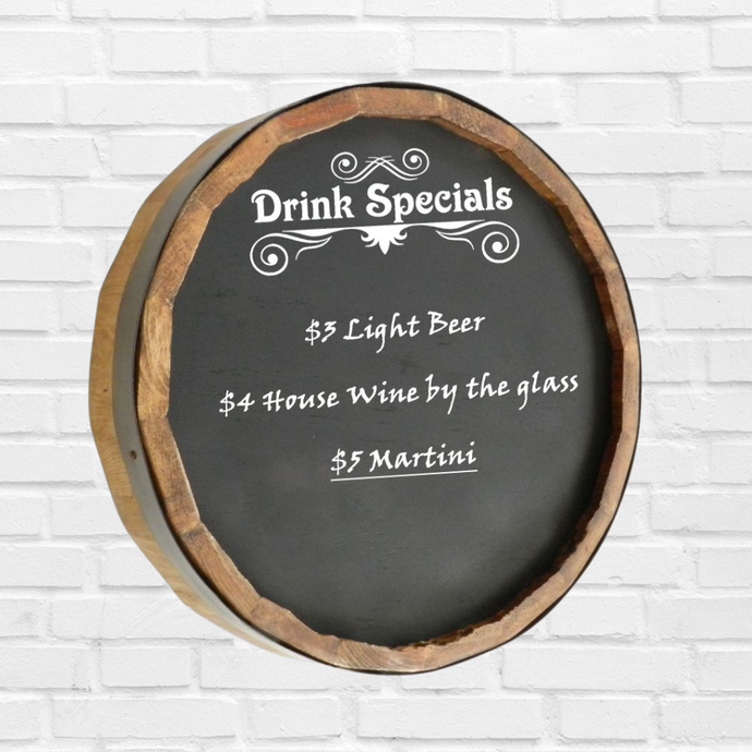 Drink Specials Chalkboard Quarter Barrel Sign