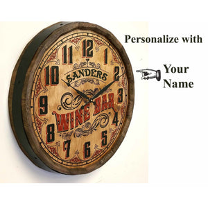 Personalize Your Own Wine Bar Quarter Barrel Clock