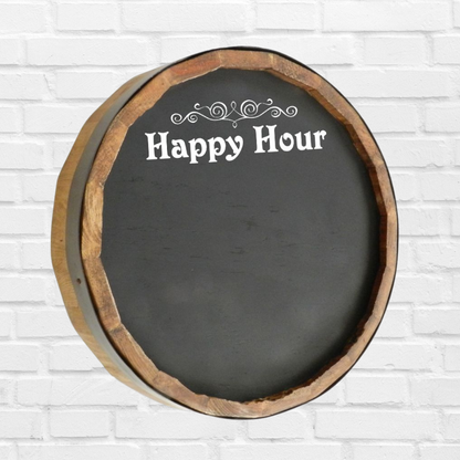 Happy Hour Chalkboard Quarter Barrel Sign