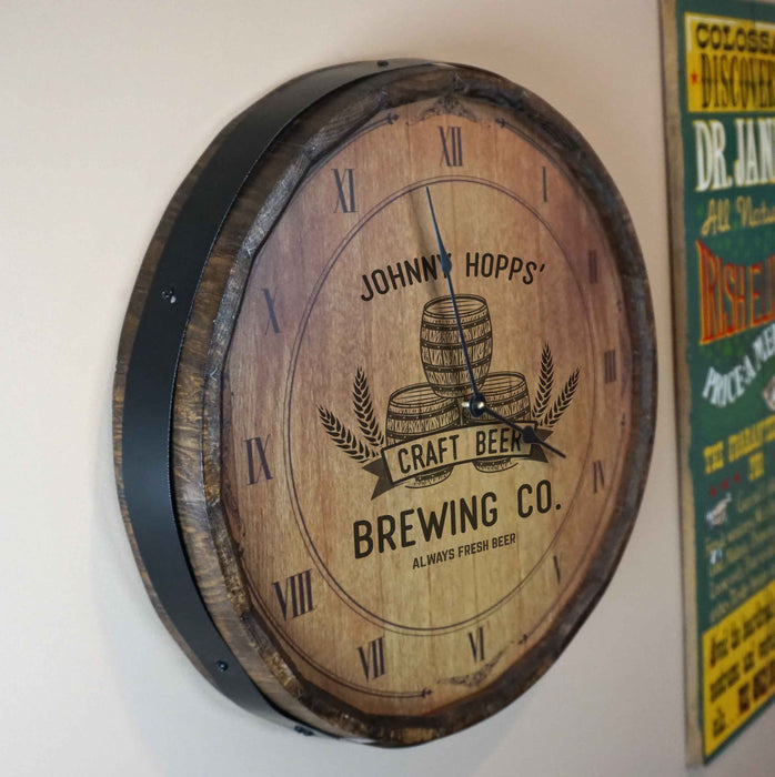 Personalized Clock, Brewing Co. Quarter Barrel Clock