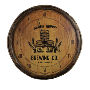 Personalized Clock, Brewing Co. Quarter Barrel Clock