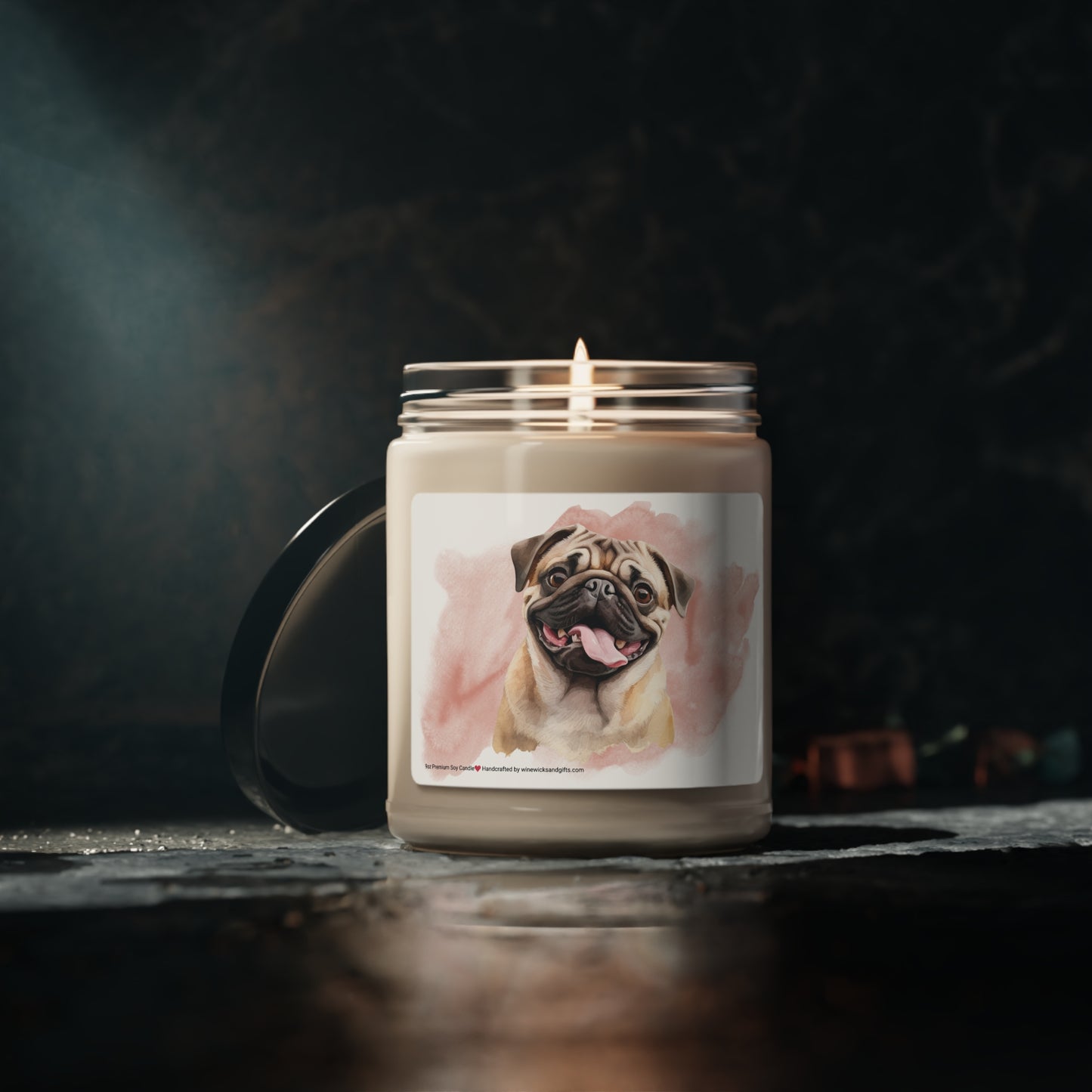Pug Soy Candle, 9oz Scented Candle, Dog Lover Candle