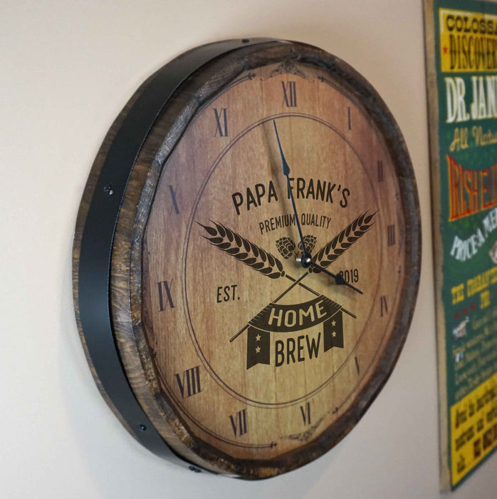Personalized Clock, Home Brew Quarter Barrel Clock