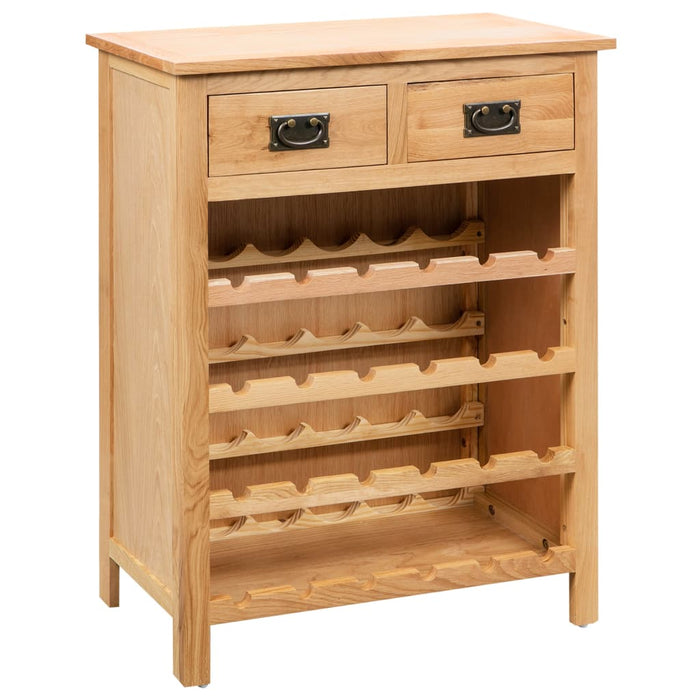 24 Bottle Solid Oak Wood Wine Bottle Cabinet Rack With Drawers