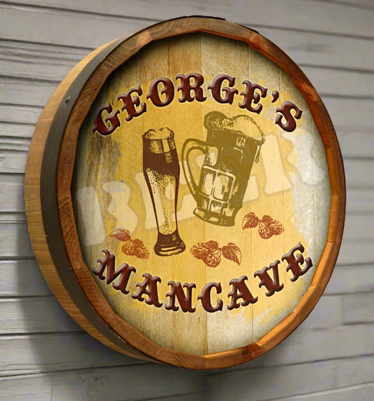 Personalized Full Color Beer Mancave Quarter Barrel Sign
