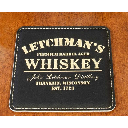 Whiskey Themed Personalized Leather Coasters (6-Pack)