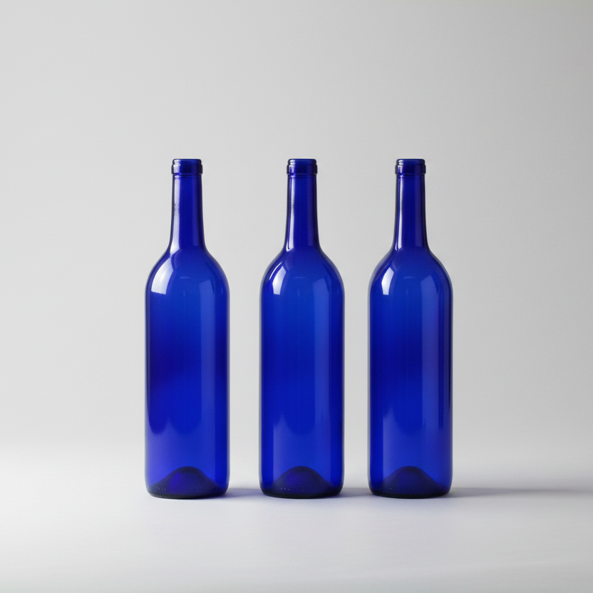 Empty Bordeaux Blue Wine Bottles, 750ml - DIY Projects, Décor and Bottle Trees, Pack of 3