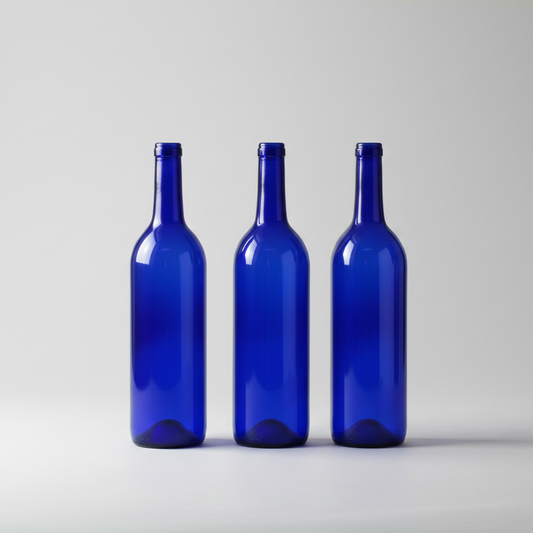 Empty Bordeaux Blue Wine Bottles, 750ml - DIY Projects, Décor and Bottle Trees, Pack of 3