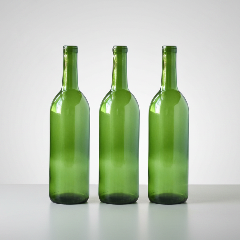 Empty Green Wine Bottles, 750ml - DIY Projects, Décor and Bottle Trees, Pack of 3