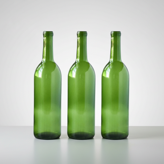 Empty Green Wine Bottles, 750ml - DIY Projects, Décor and Bottle Trees, Pack of 3