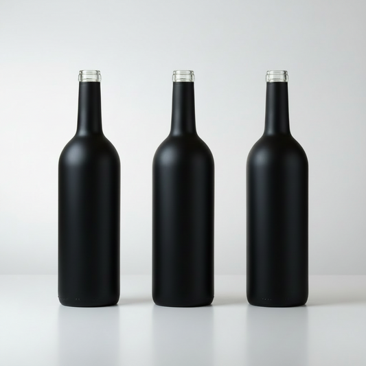 Empty Flat Black Wine Bottles, 750ml - DIY Projects, Décor and Bottle Trees, Pack of 3
