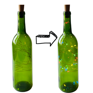 Green Wine Bottle with Colored Fairy String Lights, 750ml, Battery Operated Lights - DIY Projects and  Décor