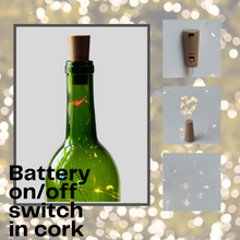 Load image into Gallery viewer, Green Wine Bottle with Colored Fairy String Lights, 750ml, Battery Operated Lights - DIY Projects and  Décor