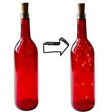 Load image into Gallery viewer, Red Wine Bottle with Warm White Fairy String Lights, 750ml, Battery Operated Lights - DIY Projects and  Décor