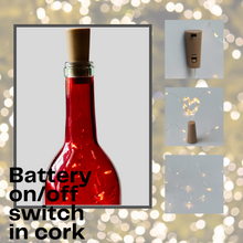 Load image into Gallery viewer, Red Wine Bottle with Warm White Fairy Lights Powered From Cork