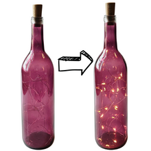 Load image into Gallery viewer, Purple Wine Bottle with Warm White Fairy Lights Powered From Cork, Wine Bottle with Battery Operated Lights