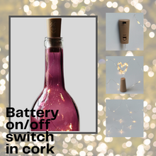Load image into Gallery viewer, Purple Wine Bottle with Warm White Fairy Lights Powered From Cork, Wine Bottle with Battery Operated Lights