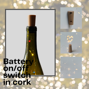 Wine Bottle with Bright Colored Fairy Lights Powered From Cork, Wine Bottle with Battery Operated Lights