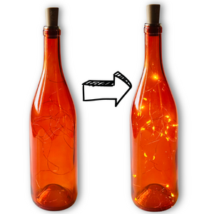 Orange Wine Bottle with Warm White Fairy String Lights, 750ml, Battery Operated Lights - DIY Projects and  Décor