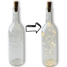 Load image into Gallery viewer, Clear Wine Bottle with Warm White Fairy String Lights, 750ml, Battery Operated Lights - DIY Projects and  Décor