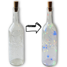 Load image into Gallery viewer, Clear Wine Bottle with Colored Fairy String Lights, 750ml, Battery Operated Lights - DIY Projects and  Décor