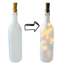 Load image into Gallery viewer, Frosted Wine Bottle with Warm White Fairy String Lights, 750ml, Battery Operated Lights - DIY Projects and  Décor