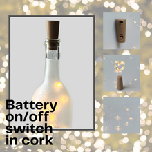 Load image into Gallery viewer, Frosted Wine Bottle with Warm White Fairy String Lights, 750ml, Battery Operated Lights - DIY Projects and  Décor