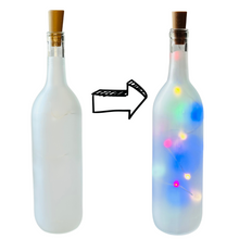 Load image into Gallery viewer, Frosted Wine Bottle with Colored Fairy String Lights, 750ml, Battery Operated Lights - DIY Projects and  Décor