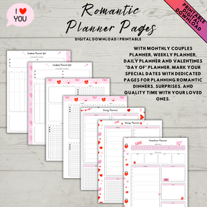 Printable Valentine's Day Planner, Activities for Valentine's Day, Valentine's Stickers, Love Themed Post Cards, PDF