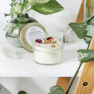 Fertility Intention Candle - Organic Soy Wax Candle with Crystal Included