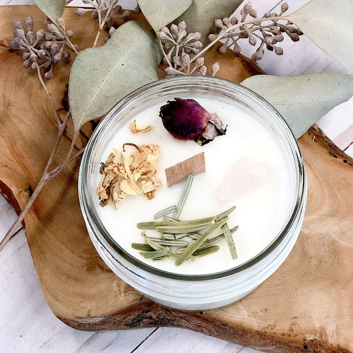 Fertility Intention Candle - Organic Soy Wax Candle with Crystal Included