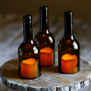 Cut Wine Bottle With Rounded Edges | Unique Decorative Candle Holder - Great For Home Decor, Parties & Centerpieces