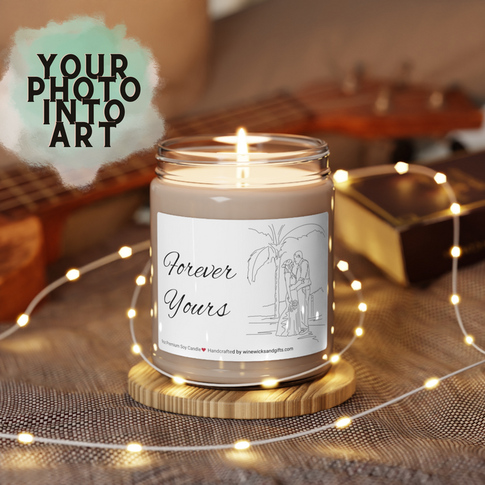Custom Line Art Candle, 9oz Scent Soy Candle, Personalized Gift
