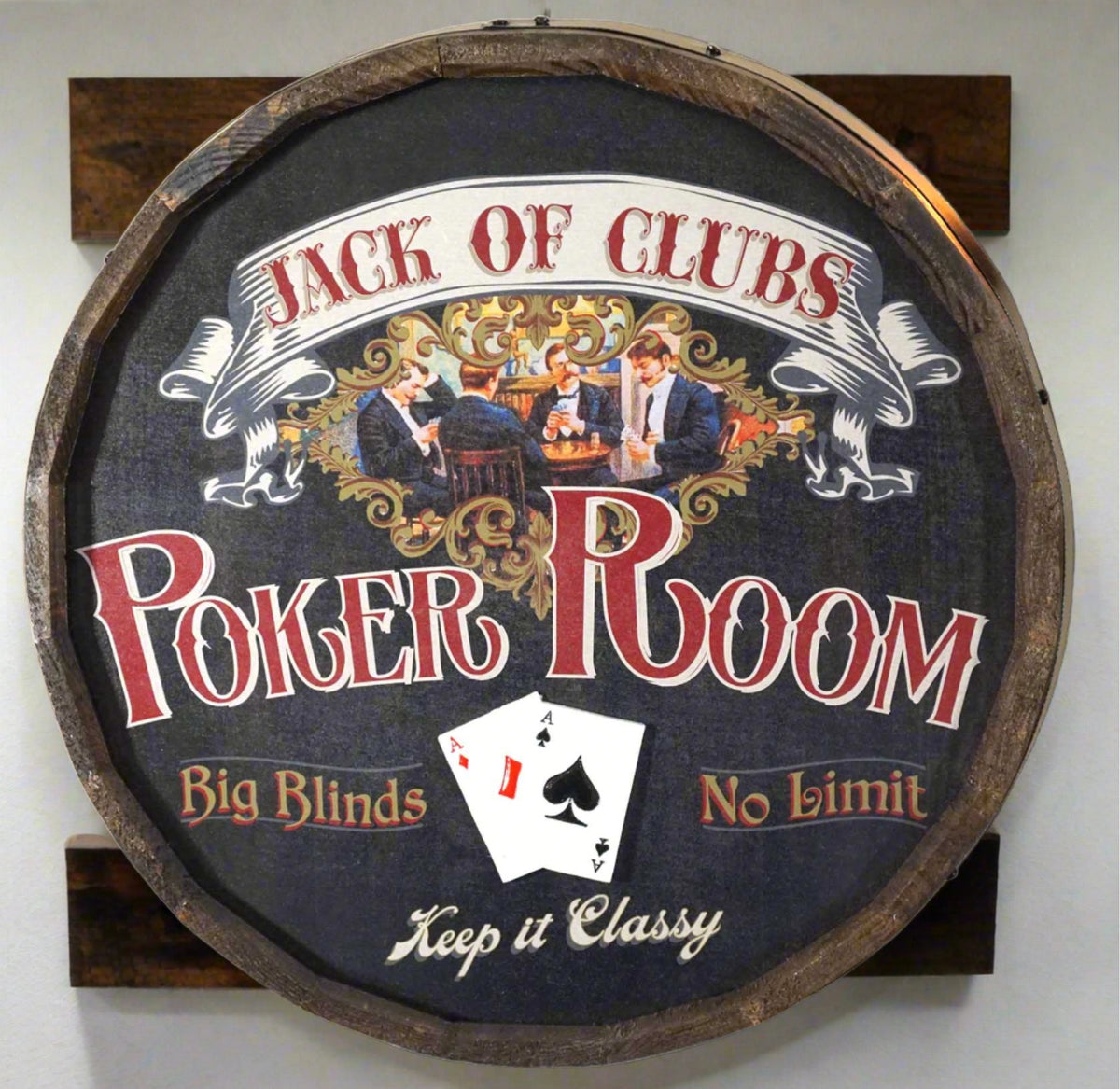 Poker Rigged Sign Personalized Full Color Poker Quarter Barrel Sign – Wine Wicks & Gifts