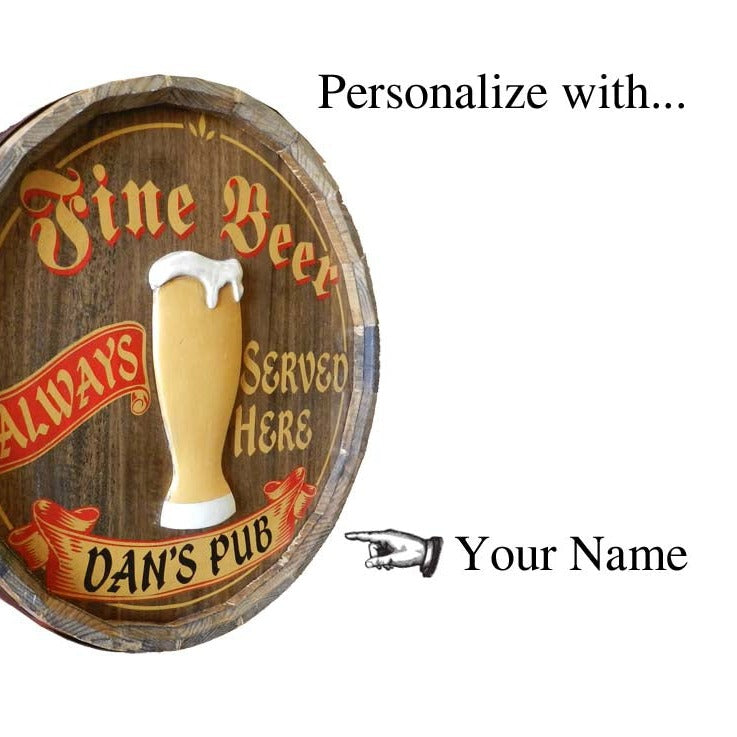 Personalized Fine Beer Quarter Barrel Sign with Relief