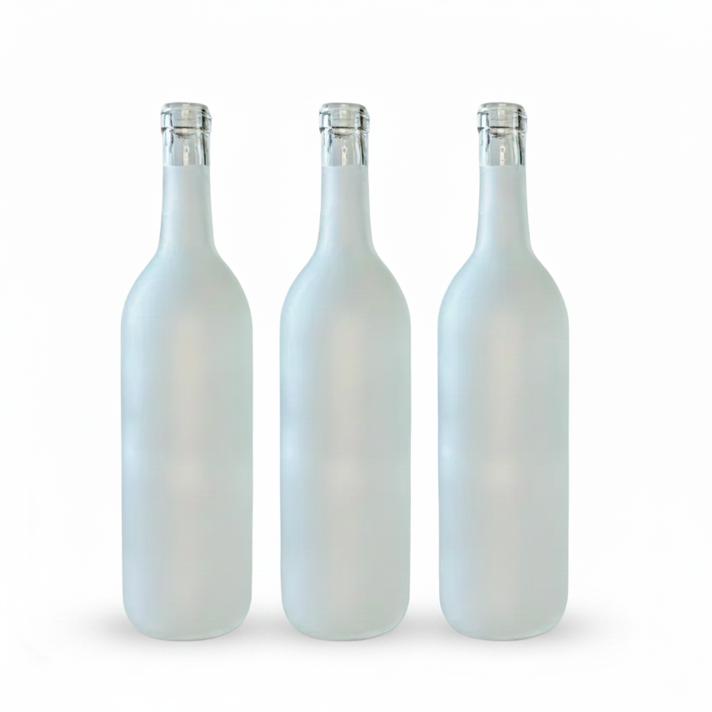 Three white bottles with silver caps on a white background