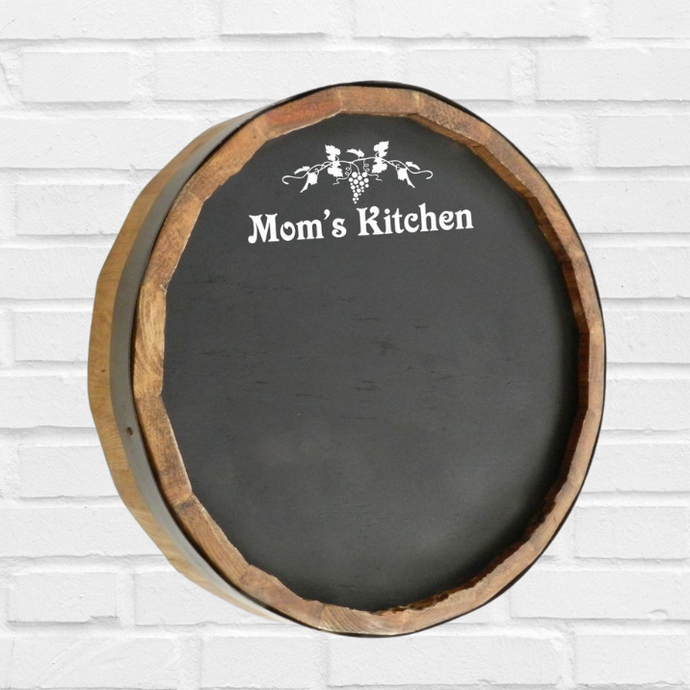 Mom's Kitchen Chalkboard Quarter Barrel Sign