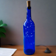 Load image into Gallery viewer, Blue Wine Bottle with Warm White Fairy String Lights, 750ml, Battery Operated Lights - DIY Projects and  Décor