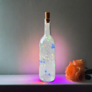 Clear Wine Bottle with Colored Fairy String Lights, 750ml, Battery Operated Lights - DIY Projects and  Décor