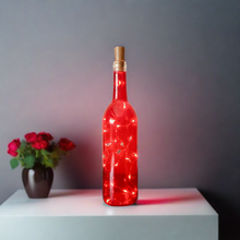 Load image into Gallery viewer, Red Wine Bottle with Warm White Fairy Lights Powered From Cork