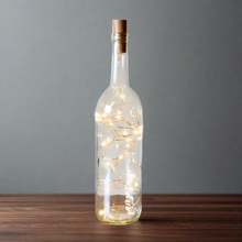 Load image into Gallery viewer, Clear Wine Bottle with Warm White Fairy String Lights with Copper Wire, 750ml, Battery Operated Lights - DIY Projects and  Décor