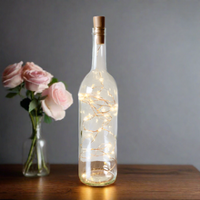 Load image into Gallery viewer, Clear Wine Bottle with Warm White Fairy String Lights with Copper Wire, 750ml, Battery Operated Lights - DIY Projects and  Décor