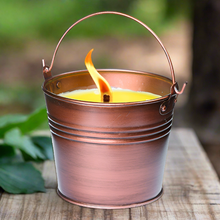 Load image into Gallery viewer, 22oz Jumbo Outdoor Citronella Bucket Candle with Handle (Copper)