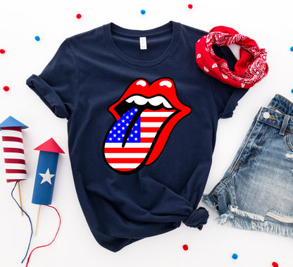 4th of July T-shirt, Independence Day Shirt, USA Lips, Womans Shirt