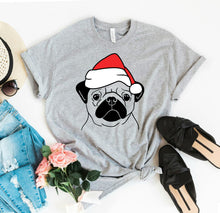 Load image into Gallery viewer, Pug Christmas T-shirt, Christmas Shirt, Womans Shirt